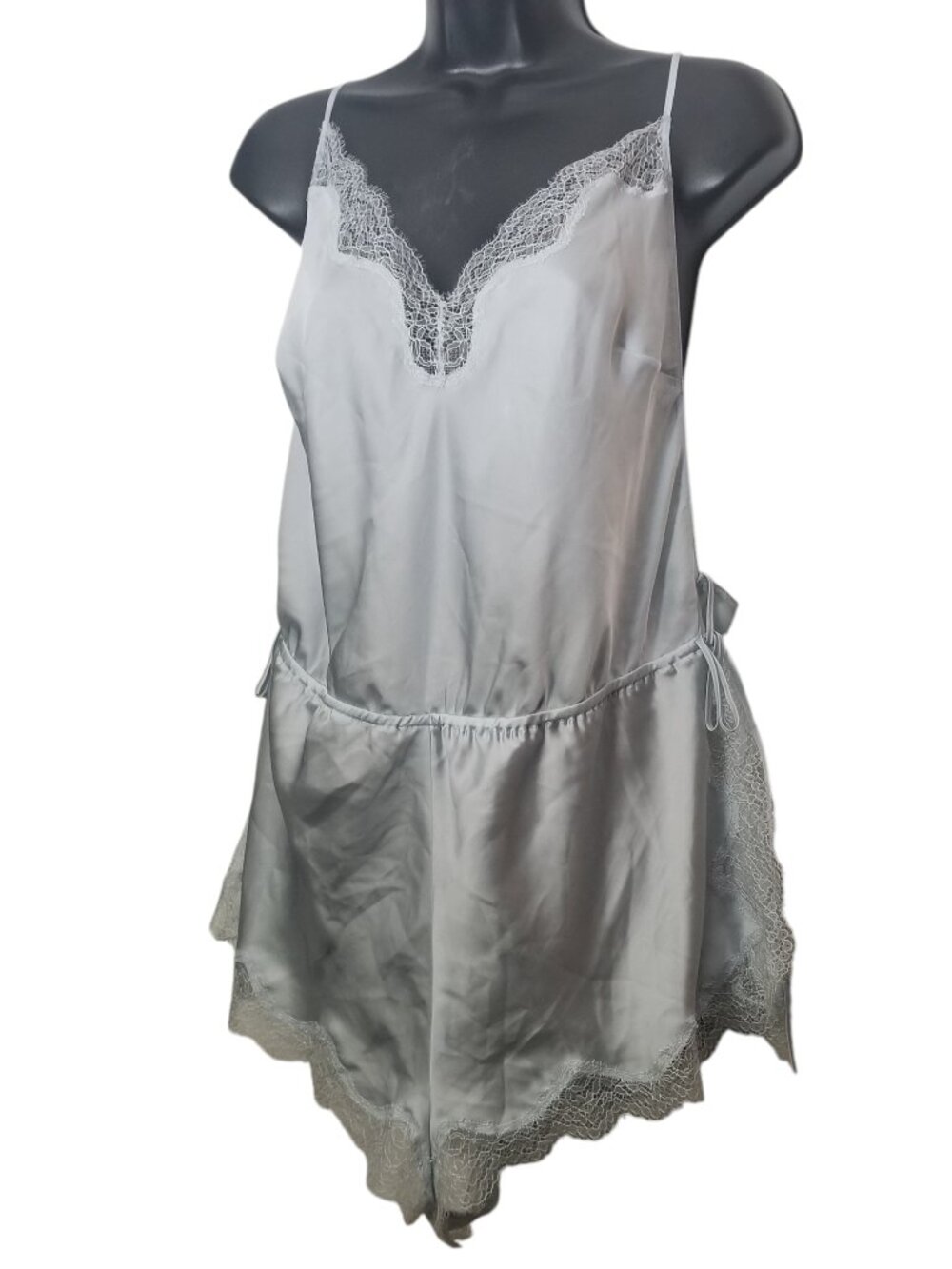 Victoria Secret Satin Lace Side-Tie Romantic Fairycore Romper Sz L
